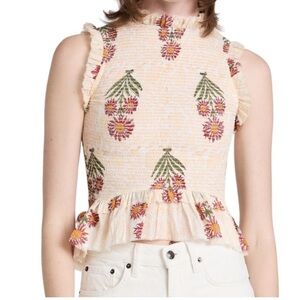 Alix Of Bohemia Floral Print Mock Neck Blouse